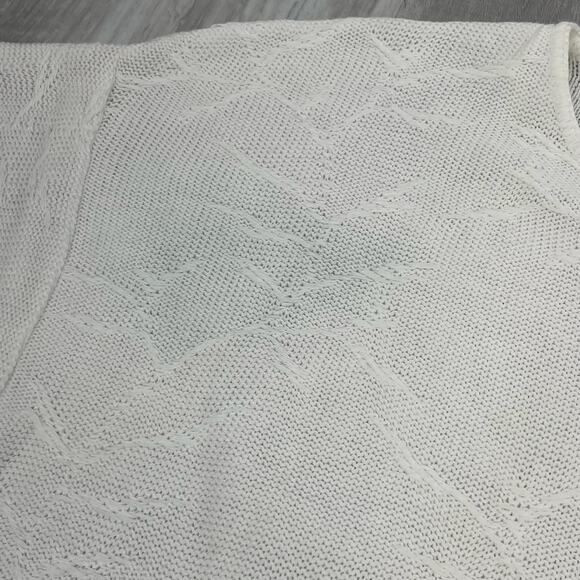 Chelsea Gardens White Knit Floral Texture Lightweight Cottage Fairy Sweater  XL - Picture 3 of 7